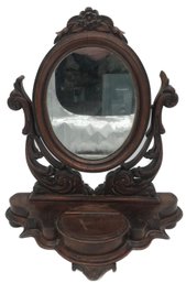 Antique Victorian Ladies Dressing Table Top TIlt Mirrored Jewelry Box, 16'W X 8'D X 18.5'H