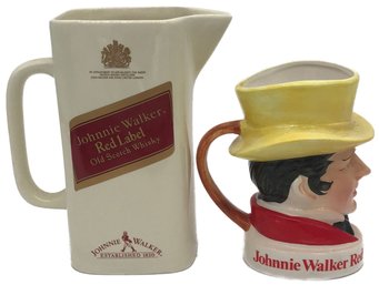 Pair Johnny Walker Red Water Back Pitchers