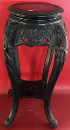 Early 20thC Chinese Hardwood Carved Plant Stand, 20' Diam. X 29.5'H
