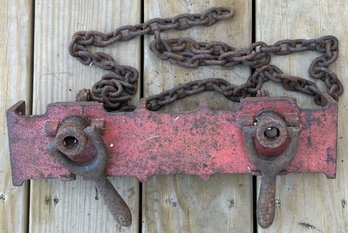 Vintage RIDGE No. 481 Iron Device With 2 Attached Chains, 15.25'L