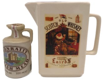 Laird's Old Scotch Whiskey Water Back Pitcher & Bunratty Irish Mead Jug