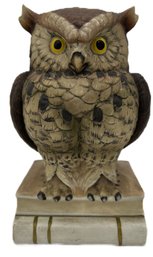 Vintage Ceramic Painted Owl Marked Owl By Andrea, 4.5' X 4' X 8'H