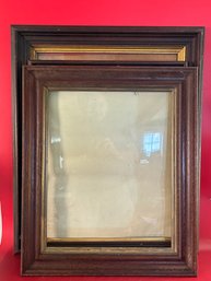 3 Antique Dark Oak Frames With Gilded Insets, Largest 25' X 30'