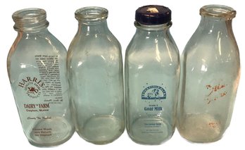 4 Quart Milk Bottles, Harris Farms, Brookfield Dairy, GIles Dairy, Unmarked