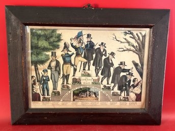 Antique Hand Colored Etching The Stages Of Man's Life From Cradle To Grave