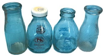 3 Pint & 1 Half Pint Milk Bottles, Edinburgh & Dumfriess Shire, Blue RIbbon, Stratford, Tricking Springs