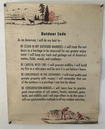 Vintage BSA Boy Scouts Of American Outdoors Code Poster, 17' X 22'