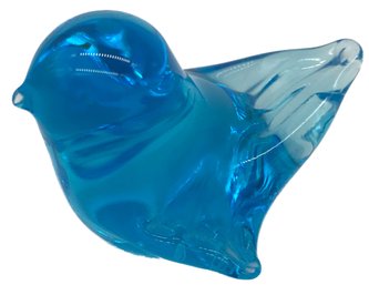 Small Hand-Blown Glass Blue Bird, 2.5' X 2.25' X 1.75'