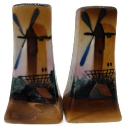 Vintage Pair Dutch Windmill Themed Salt & Pepper Shaker, 2.75'H