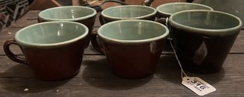 6 Pcs Vintage Brown & Turquoise Coffee Mugs
