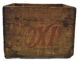 Vintage MOXIE Wooden Crate With Red & Black Stenciled Logo, 15' X 11.5' X 11.25'H