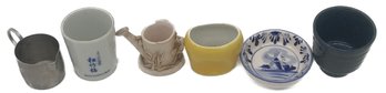 6 Pcs Lot Misc 5 Small Ceramic (Includes Delft Souvenir), 1 Silver Plated Mini Cup