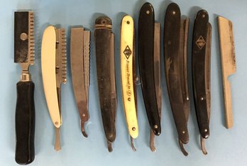Large Lot Of Barber Shop Related Items, Straight Razors, Badger Brushes, Sharpening Strap And More!