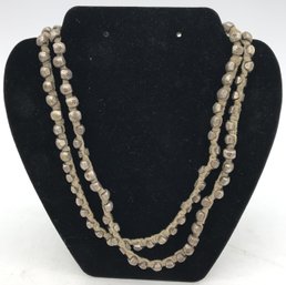 40' Long Pewter Beaded Necklace