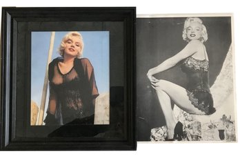 2 Marilyn Monroe Pictures, 1-Large, Color Framed And 1-Black&White Unframed