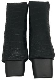 Pair Matching Black Collapsible Umbrellas In Faux Alligator Sleeves