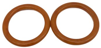 Vintage Pair Bakelite Amber/caramel Colored Bracelets, 3-3/8' OD & 2-12' ID