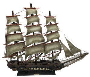 Vintage Wooden Model Galleon 3-Mast, 16-Sails, 'FRAGATA ESPANOLA, Ano 1780', 28'W X 23.5'H