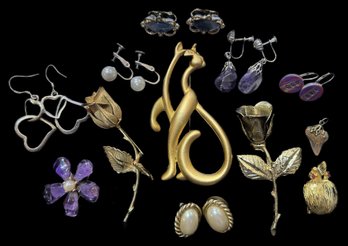 Vintage Collection Costume Jewelry, Brooches & Earrings, Sterling, CAPRI, GIOVANNI, RICHELIEU, SARAH COVENTRY