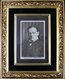 Original Autographed Cabinet Card Of Winston S. Churchill With Original Note - Framed