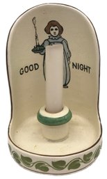 Vintage Roseville Creamware 'GOOD NIGHT' Walking Candle Light Pottery, 6.5'H