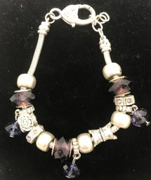 Pandora Style Bracelet With Amethyst