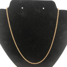 1/20th 12K Gold Filled Rope Necklace, 18', Marked, 3.08 Dwt