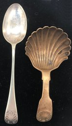 Antique .925 Sterling Hallmarked Spoon (7.36 Dwt) And Similar Design Brass Spoon
