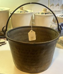 Antique Spun Brass Swing Handle Pot, 9.25' Diam. X 'H (Without Bale)