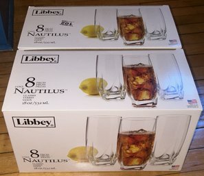 16 Pcs Two Boxes New Unopened Libbey Clear Nautilus Water Iced Tea Glasses