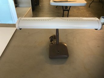 Vintage Desk Lamp Goose Neck With White Painted Enameled Shade, 16' X 7' X 12'