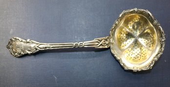 1862 Russian Silver Tea Strainer - Made In St. Petersburg - Gold Wash In Strainer Section