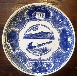 Tamworth Bi-Centennial Blue & White Souvenir Plate, 10' Diam.