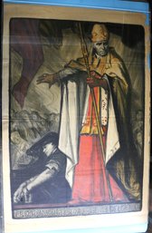 1916 French World War 1 Poster: 'Cardinal Mercier Protects Belgium'- D. Charles Fouqueray - Artist