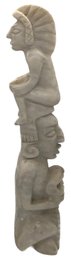 Wonderful Large Carved Marble Aztec Or Mayan Statue, 5.5' Diam. X 24'H