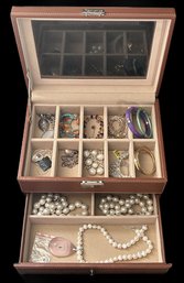 Gorgeous Collection Of All Sterling & Gem Stone Jewelry In Wonderful SONGMICS Glass Top Jewelry Box, With Key