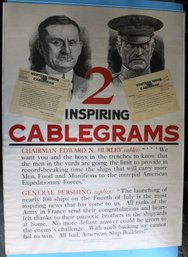 World War One Poster - '2 Inspiring Cablegrams' Pershing - Shipbuilding