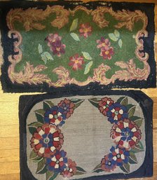2 Pcs Vintage Hand Hooked Rugs, Largest 46' X 25.5'