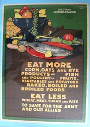 World War One Poster: Eat More Corn, Oats And Rye Products - ... Eat Less Wheat, Meat, ...