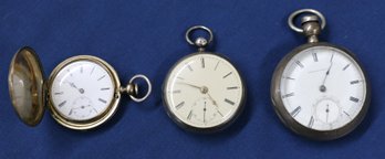 Lot Of Three Pocket Watches: American Watch Co. Tissot And Swerpool