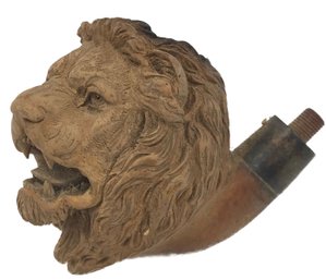 INCREDIBLE Carved Lion's Head Pipe Bowl, 2-5/8' X 2.75'H