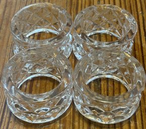 4 Pcs Pressed Glass Crystal Napkin Rings, 1-7/8' Diam.
