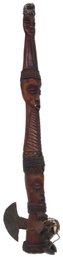 Antique African Tomahawk With Carved Shank, 19.25'L