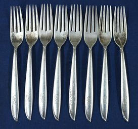 Eight (8) Pieces Of International Sterling Dinner Forks In 'Silver Rhythm' Pattern - 15.19 Ozt