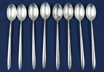 Eight (8) Pieces Of International Sterling Ice Tea/parfait Spoons In 'Silver Rhythm' Pattern - 9.33 Ozt