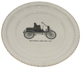 The Harker Pottery Co 22Kt Gold Rimmed Plate Of First Packard Automobile 1899, 10-3/8' Diam.