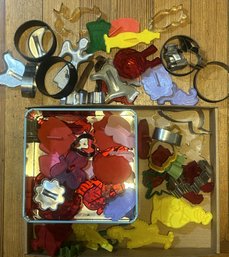 Vintage Collection Of Tin & Plastic Cookie Cutters, Canape And Jelly Cutters, Various Shapes & Sizes