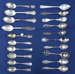 20 Pcs Assorted Sterling Spoons - Some Souvenir - Total Weight 7.69 Ozt