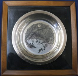 Franklin Mint 1975 James Wyeth Sterling Silver 'Skating On The Brandywine' 6.4 Ozt - Boxed In Frame
