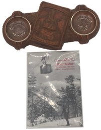 Vintage New Hampshire Franconia Notch, Cannon Mt. Tourist Souvenir Combo Cigarette Box And Ashtray & Brouchure